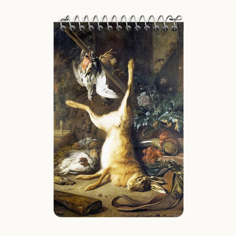 دفتر یادداشت 50 برگ خندالو طرح نقاشی زندگی بی جان با خرگوش مرده و پرندگان اثر جان وینیکس کد F12152