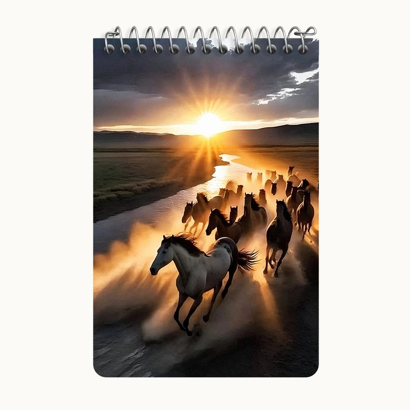 دفتر یادداشت 50 برگ خندالو طرح اسب های وحشی کد F5892