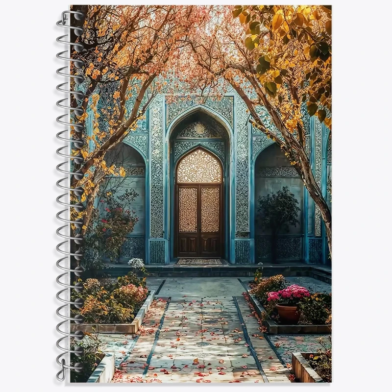 دفتر زبان 50 برگ خندالو مدل سه خط طرح باغ ایرانی کد F10691