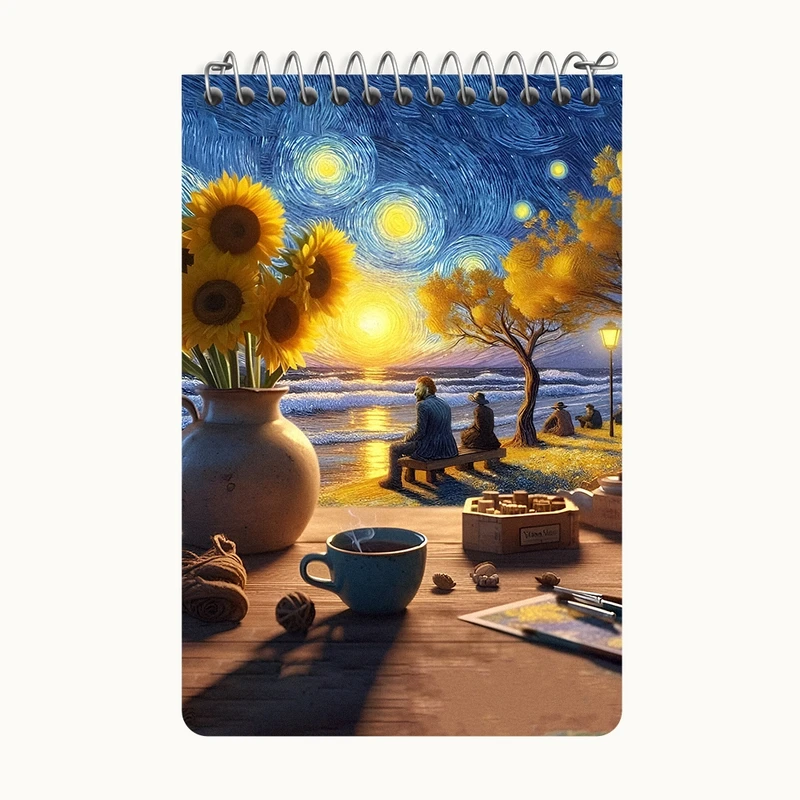 دفتر یادداشت 50 برگ خندالو طرح ونسان ونگوگ کد F8778