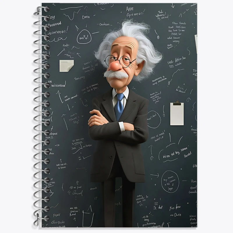 دفتر زبان 50 برگ خندالو مدل دو خط طرح آلبرت اینشتین (Albert Einstein) کد F14178