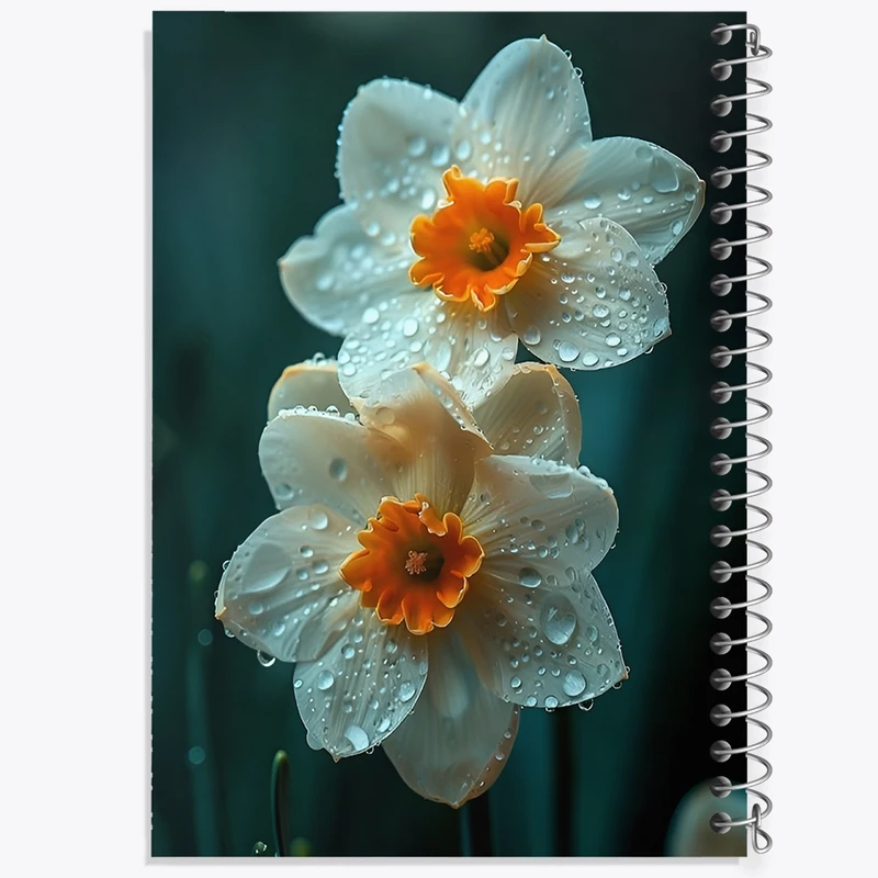 دفتر ژورنال نویسی 50 برگ خندالو مدل نقطه ای طرح گل نرگس کد F12579