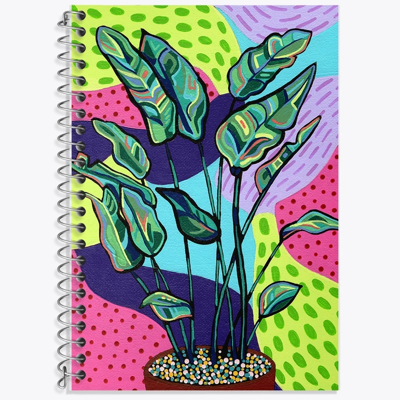 دفتر زبان 50 برگ خندالو مدل سه خط طرح گلدان گل کد F14120