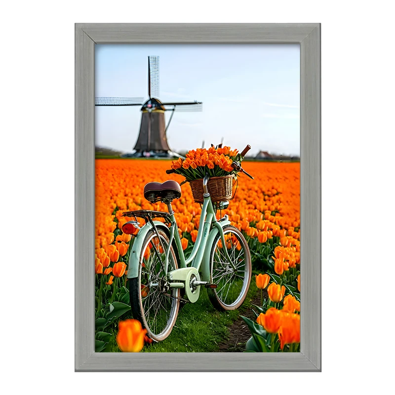 تابلو خندالو طرح دوچرخه و مزرعه گل کد F11518