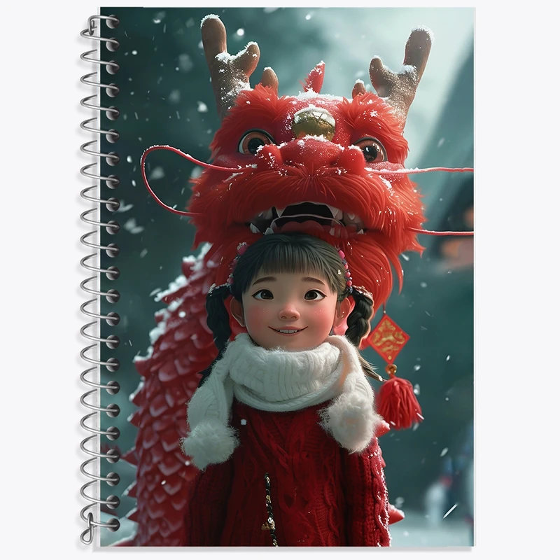 دفتر زبان 50 برگ خندالو مدل دو خط طرح دختر و اژدها کد F8710