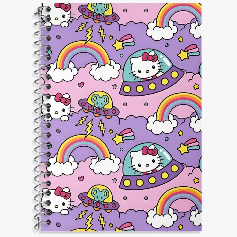 دفتر زبان 50 برگ خندالو مدل سه خط طرح هلو کیتی (Hello Kitty) کد N7099