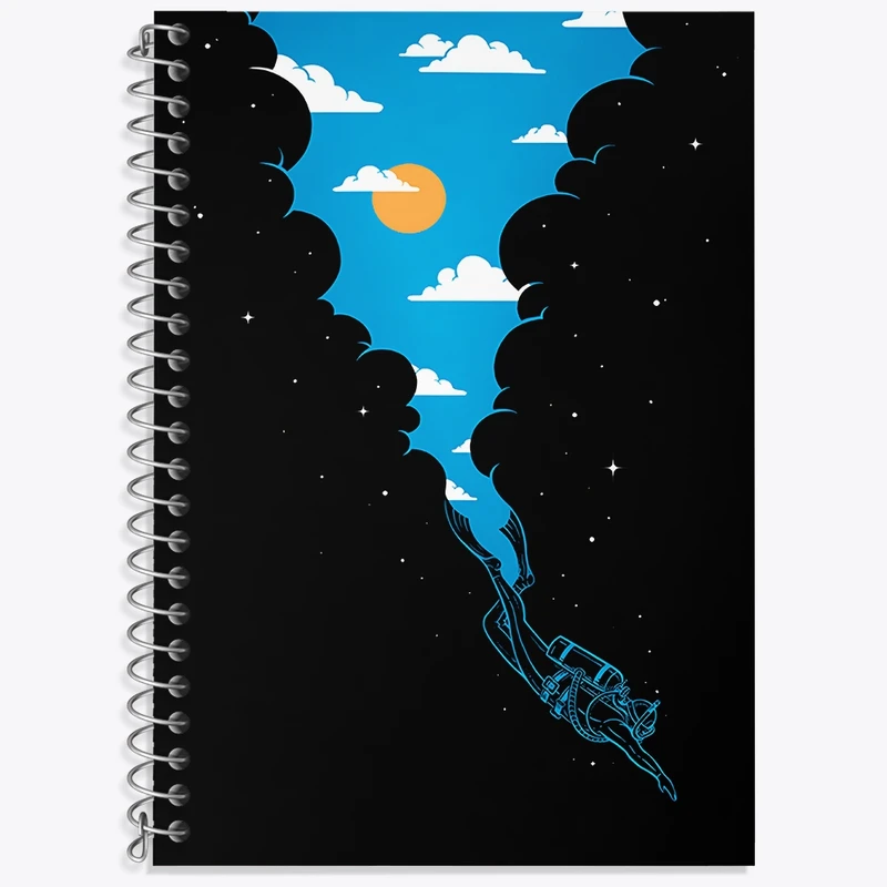 دفتر زبان 50 برگ خندالو مدل سه خط طرح غواص کد F3394