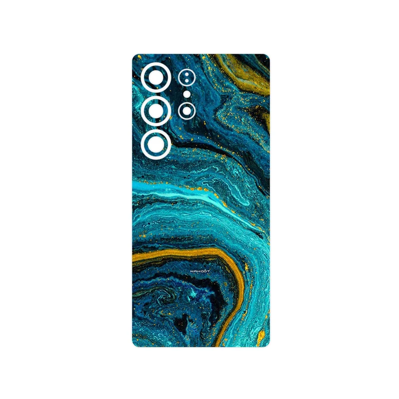 برچسب پوششی ماهوت مدل Turquoise marblewith golden streaks مناسب برای گوشی موبایل سامسونگ Galaxy S25 Ultra