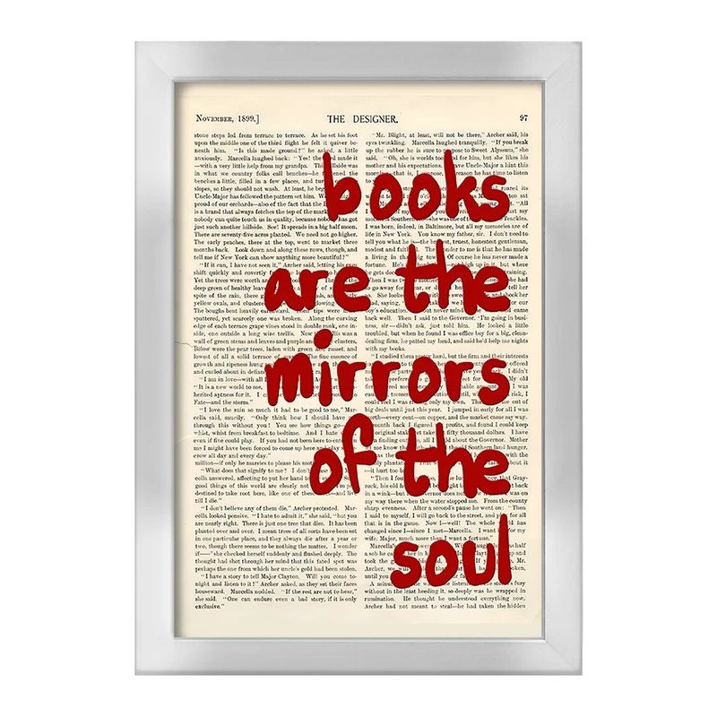 تابلو خندالو طرح Books Are The Mirrors Of The Soul کد F10355
