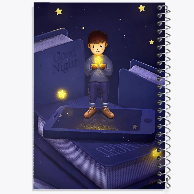 دفتر ژورنال نویسی 50 برگ خندالو مدل نقطه ای طرح پسر بچه و ستاره ها کد F11065