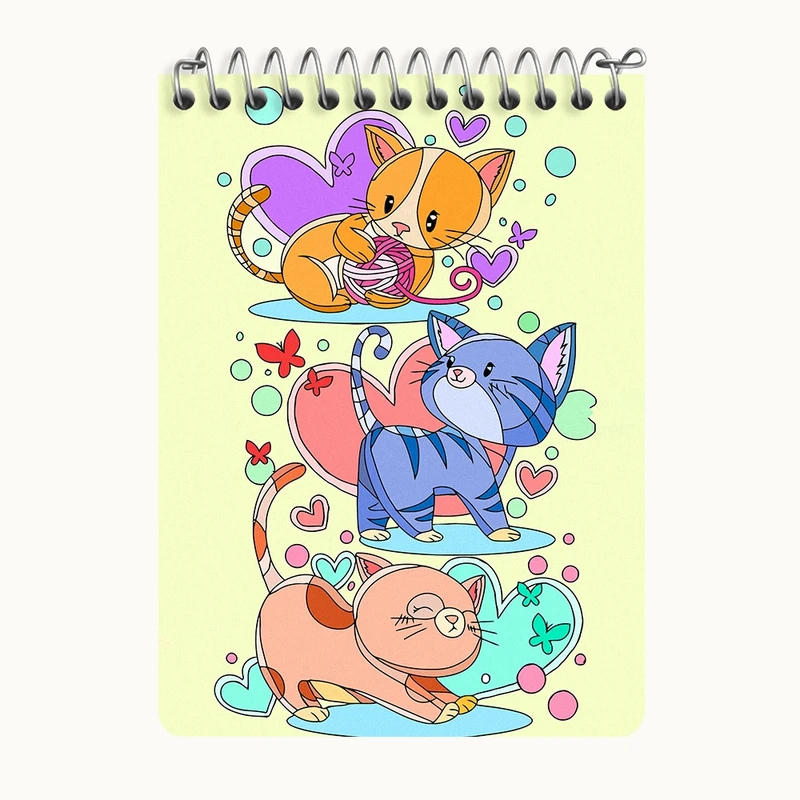 دفتر یادداشت 50 برگ خندالو طرح گربه های بامزه کد N6933