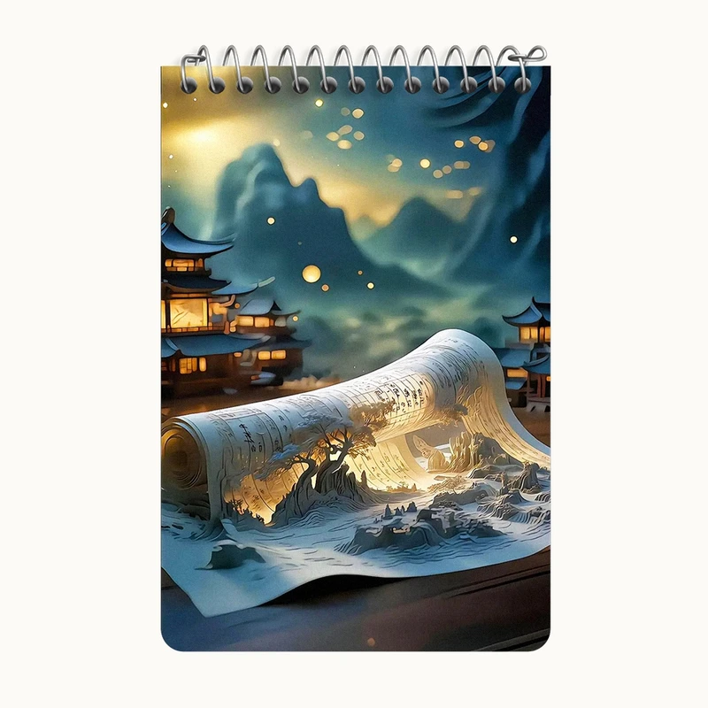 دفتر یادداشت 50 برگ خندالو طرح نقاشی ژاپنی کد F6799