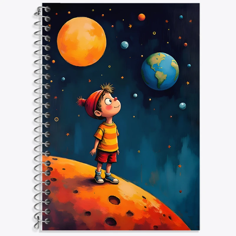 دفتر نت موسیقی 50 برگ خندالو طرح پسر و فضا کد F9828