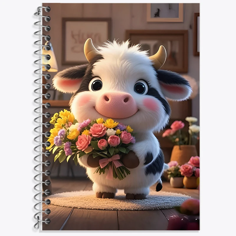 دفتر زبان دوخط 50 برگ خندالو طرح گاو بامزه کد F9295