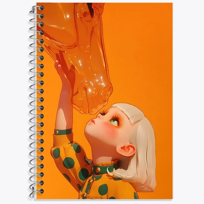 دفتر لغت 50 برگ خندالو طرح دختر و اسب شیشه ای کد F10533