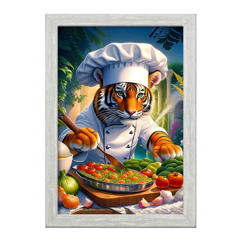 تابلو خندالو طرح ببر آشپز کد F6741