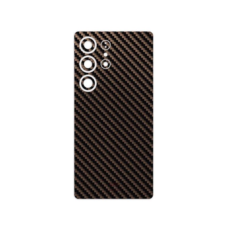 برچسب پوششی ماهوت مدل Glossy-Brown-Fiber مناسب برای گوشی موبایل سامسونگ Galaxy S25 Ultra