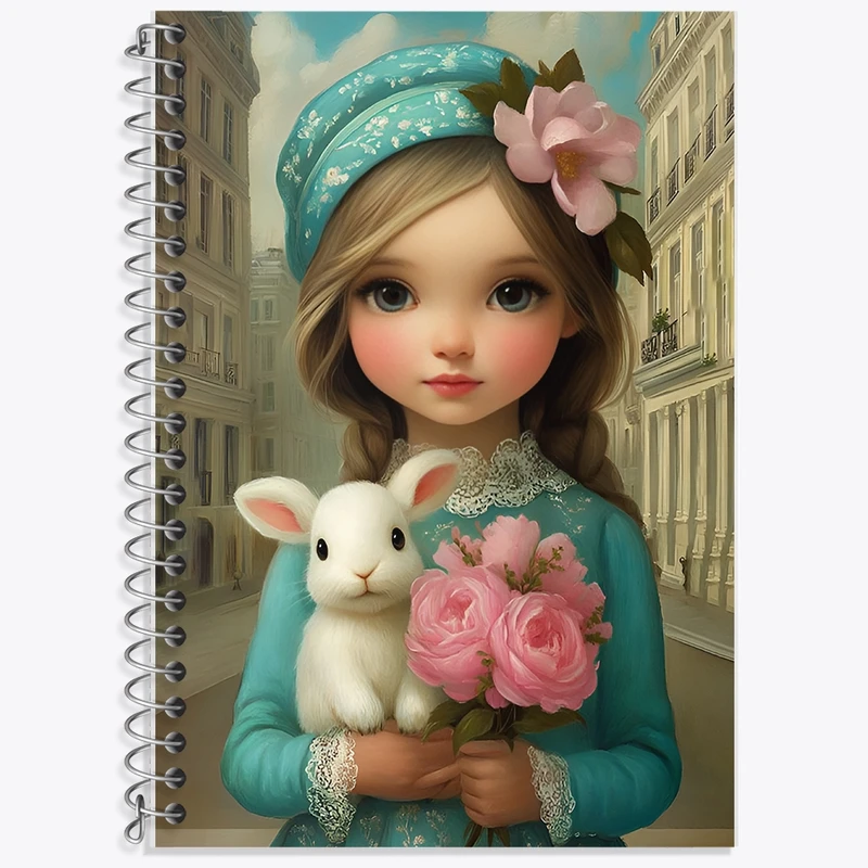 دفتر زبان 50 برگ خندالو مدل سه خط طرح دخترانه کد F12670