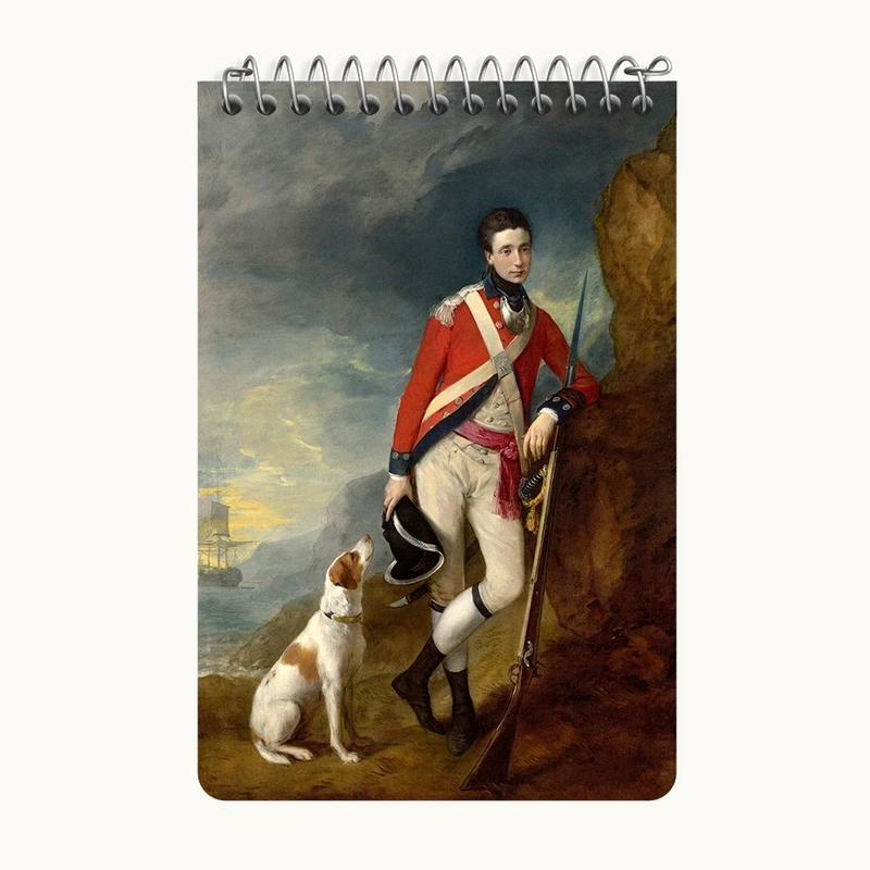 دفتر یادداشت 50 برگ خندالو طرح نقاشی افسر هنگ چهارم پیاده اثر توماس گینزبرو کد F12488