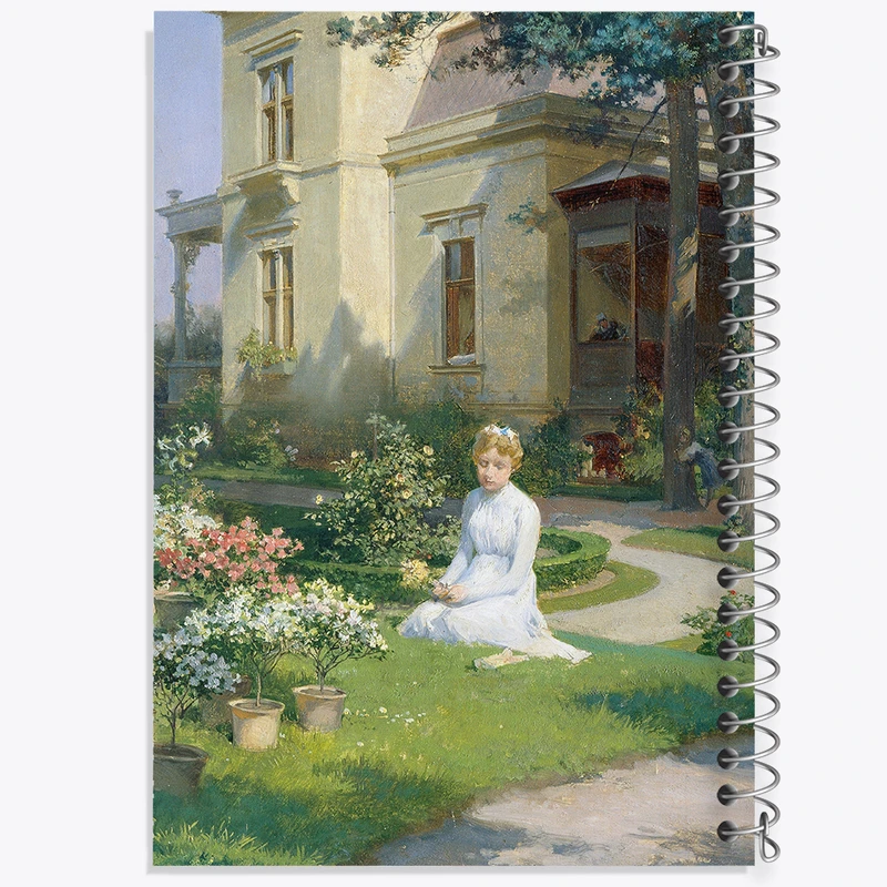 دفتر مشق 100 برگ خندالو طرح نقاشی دختری در باغ ویلایی اثر جولیوس ویکتور برگر کد F12155