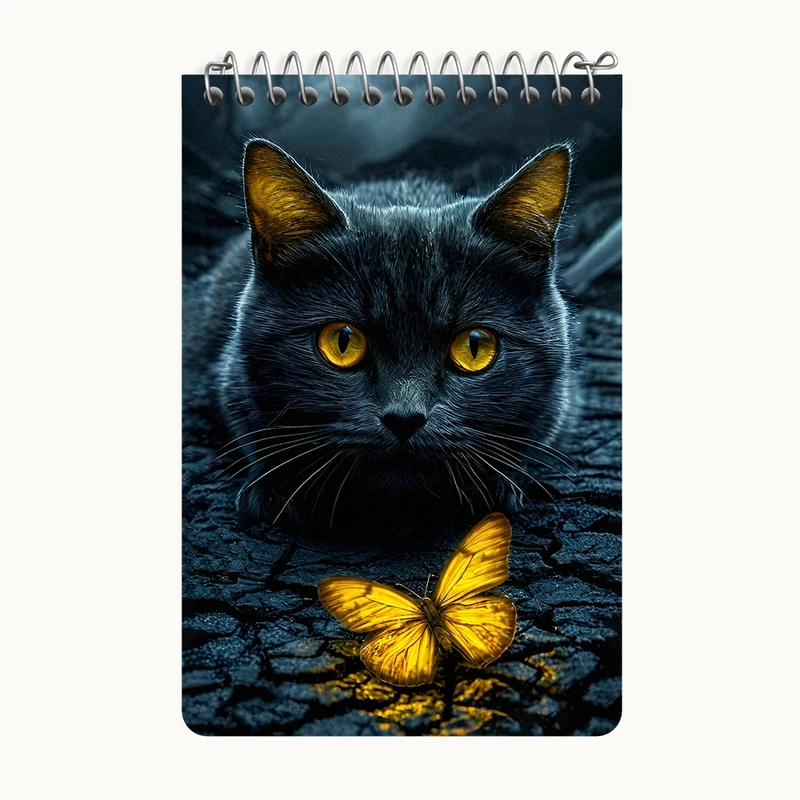 دفتر یادداشت 50 برگ خندالو طرح گربه و پروانه کد F8945