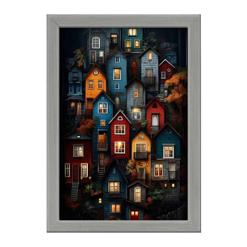 تابلو خندالو طرح خانه های رنگی کد F4216