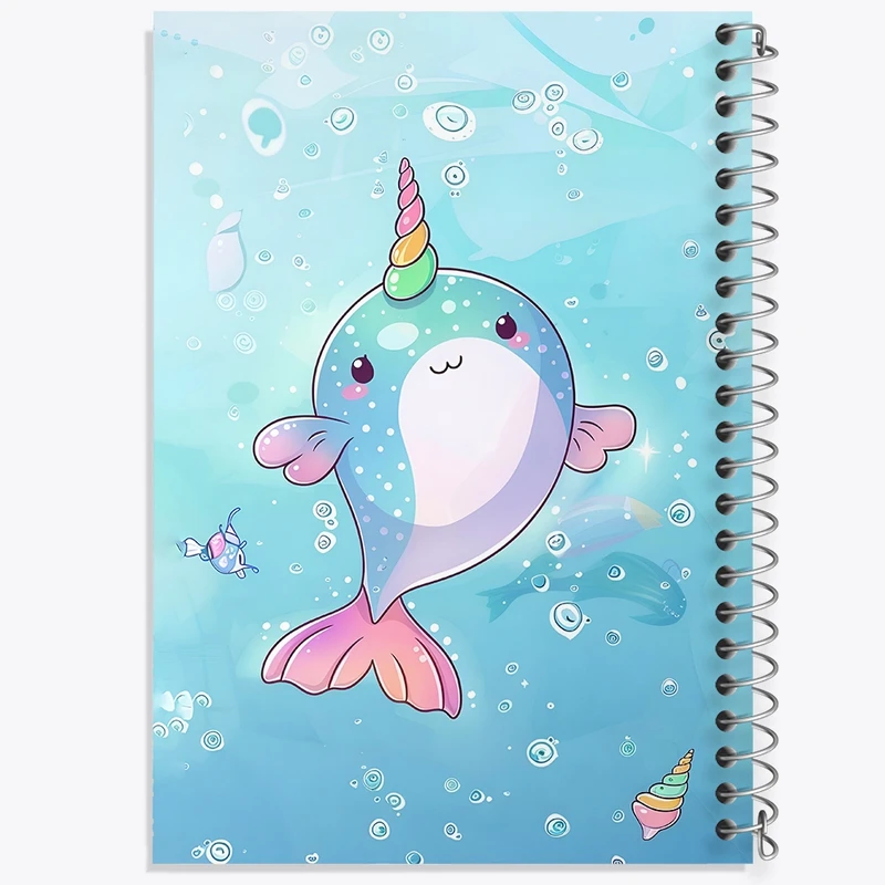 دفتر ژورنال نویسی 50 برگ خندالو مدل نقطه ای طرح دلفین تک شاخ کد N6181