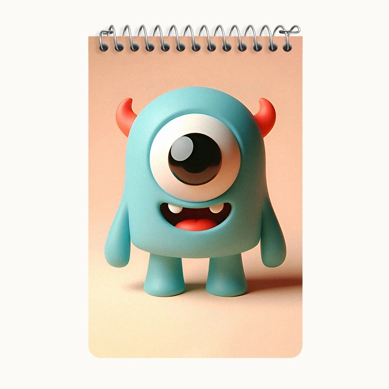 دفتر یادداشت 50 برگ خندالو طرح هیولای کیوت کد F7746