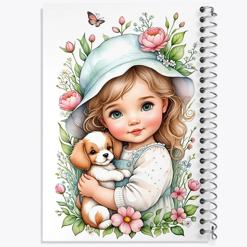 دفتر مشق 100 برگ خندالو طرح دخترانه کیوت کد F4823