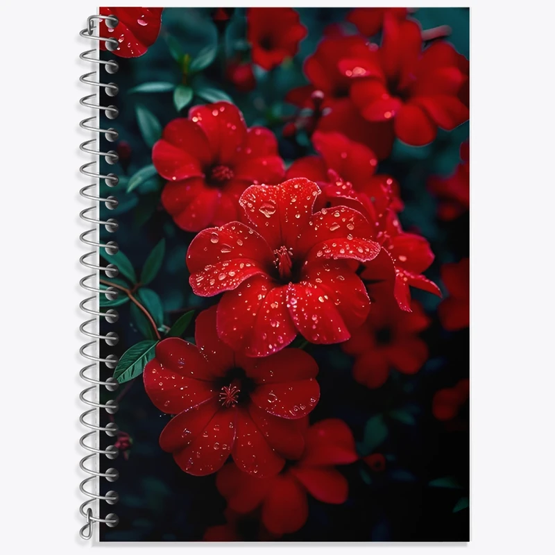 دفتر زبان 50 برگ خندالو مدل سه خط طرح گل قرمز کد F12680