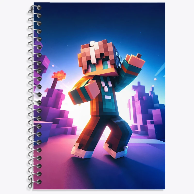 دفتر زبان 50 برگ خندالو مدل دو خط طرح ماینکرافت (Minecraft) کد F3535