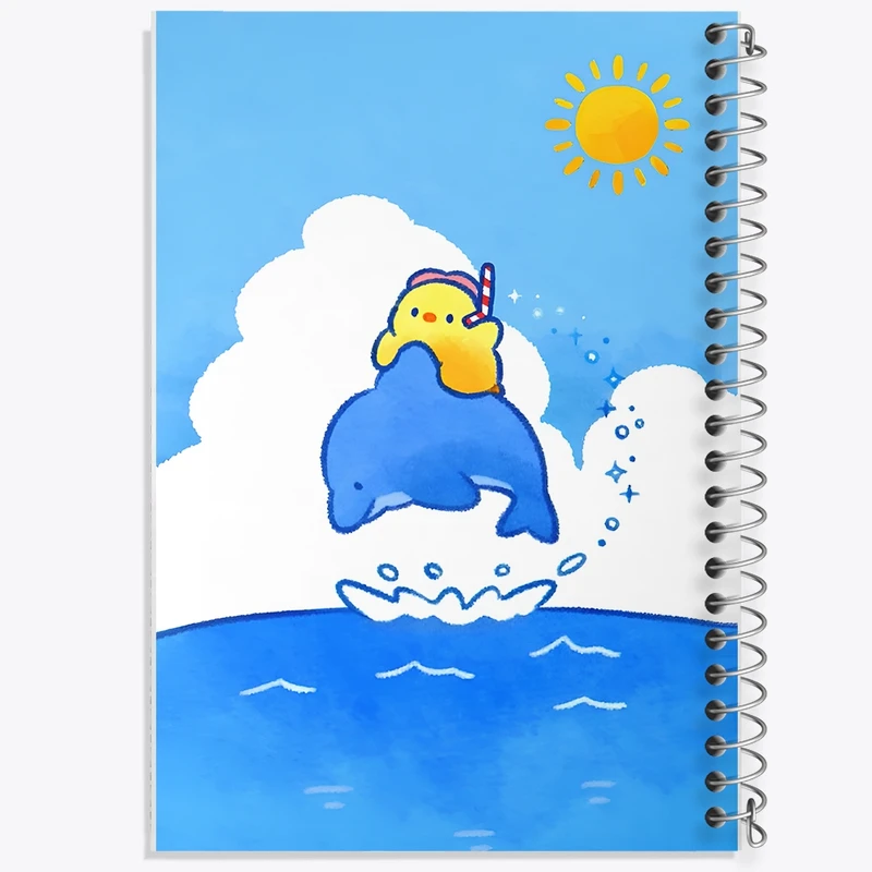 دفتر طراحی 50 برگ خندالو طرح دلفین و جوجه کیوت کد N5247