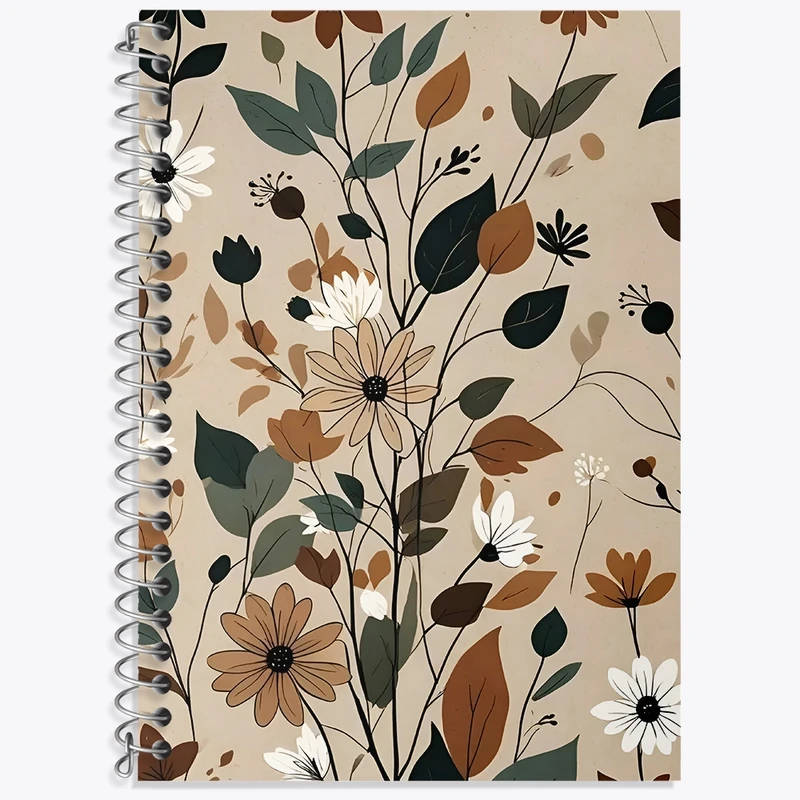 دفتر زبان 50 برگ خندالو مدل سه خط طرح پترن گل گلی کد N6076