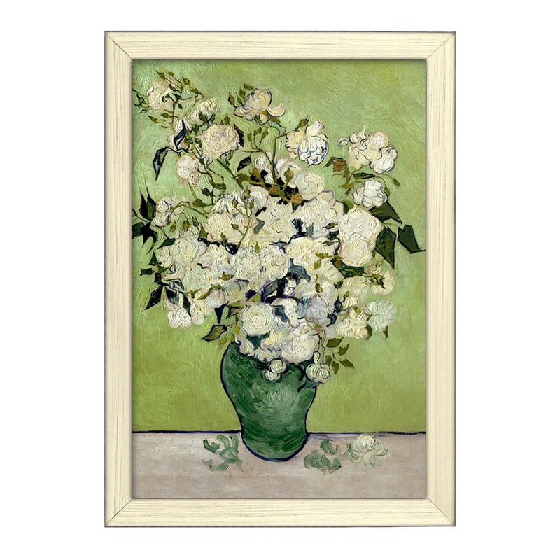 تابلو خندالو طرح نقاشی گلدان رز اثر ونسان ونگوگ کد 25476