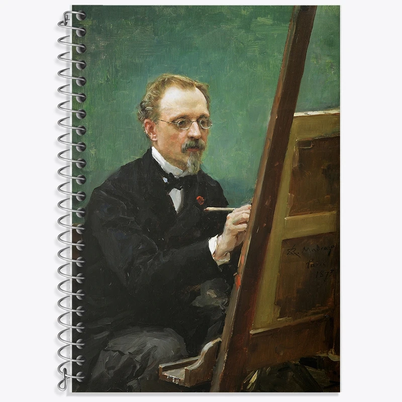 دفتر زبان 50 برگ خندالو مدل سه خط طرح پرتره فدریکو د مادرازو اثر رایموندو د مادرازو و گرتا کد F12413