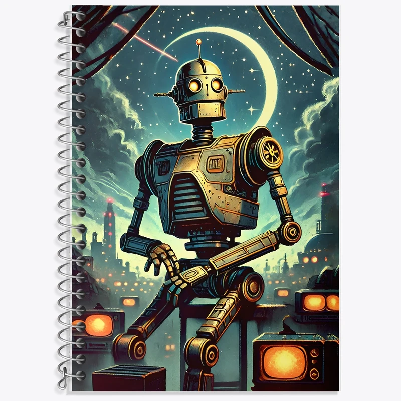 دفتر زبان 50 برگ خندالو مدل سه خط طرح ربات کد F11751