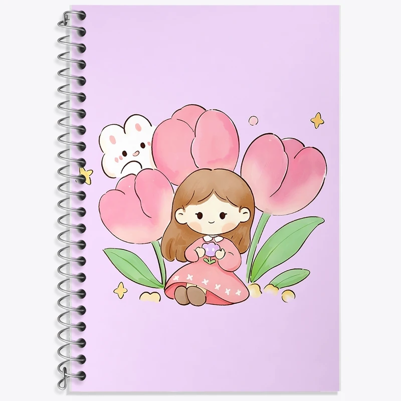 دفتر زبان 50 برگ خندالو مدل سه خط طرح دخترانه کیوت کد F11091