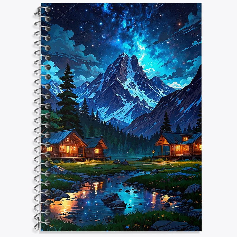 دفتر زبان دوخط 50 برگ خندالو طرح منظره شب کد F3131