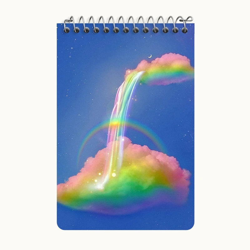 دفتر یادداشت 50 برگ خندالو طرح ابر و رنگین کمان کد F6448
