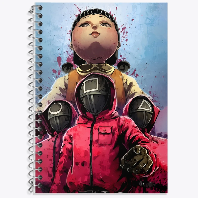 دفتر زبان 50 برگ خندالو مدل دو خط طرح بازی مرکب (Squid Game) کد F11855