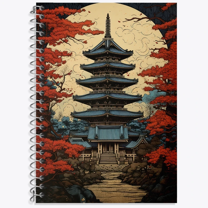 دفتر زبان 50 برگ خندالو مدل سه خط طرح خانه ی ژاپنی کد F3577