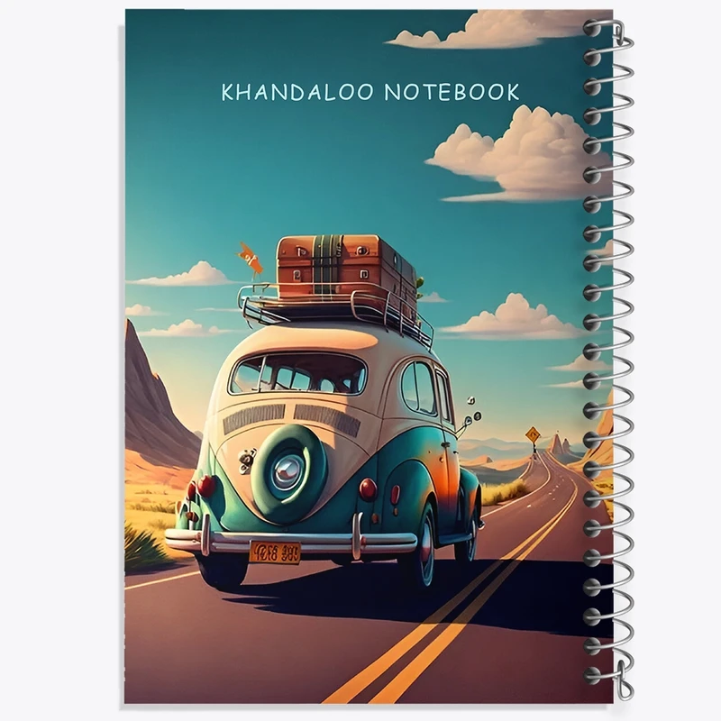 دفتر ژورنال نویسی 50 برگ خندالو مدل نقطه ای طرح سفر با ماشین فولکس کد N6430