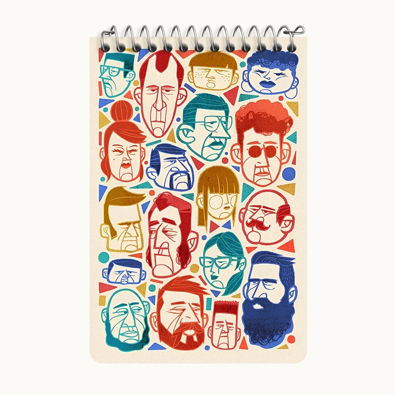 دفتر یادداشت 50 برگ خندالو طرح پترن چهره کد F9753