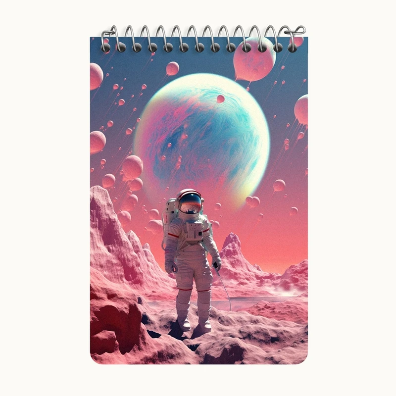 دفتر یادداشت 50 برگ خندالو طرح فضانورد و کهکشان کد F3213