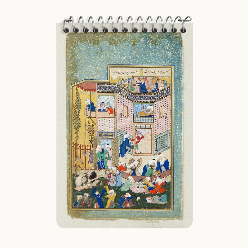 دفتر یادداشت 50 برگ خندالو طرح نقاشی برگی از دیوان حافظ اثر سلطان محمد کد F12380