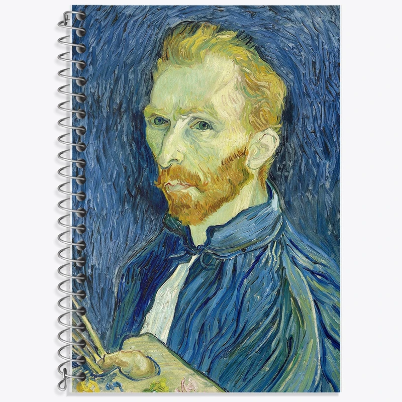 دفتر زبان 50 برگ خندالو مدل سه خط طرح سلف پرتره ونسان ونگوگ کد F12422