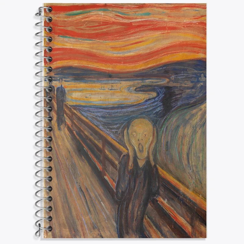 دفتر زبان 50 برگ خندالو مدل سه خط طرح نقاشی جیغ اثر ادوارد مونک کد F12489