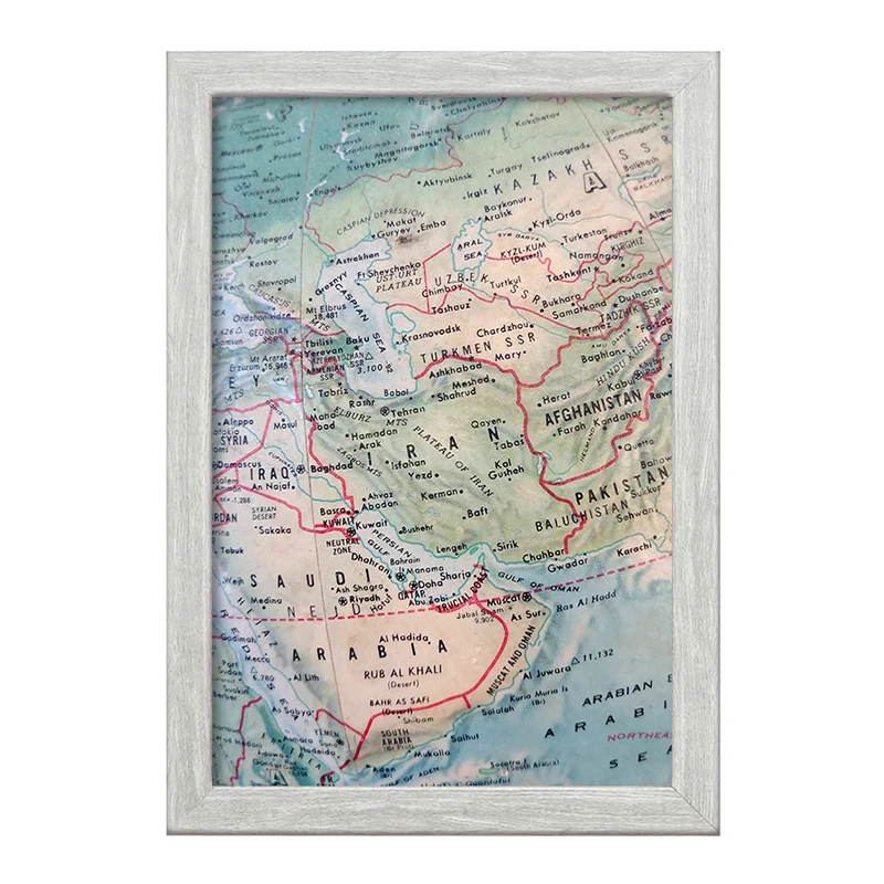 تابلو خندالو طرح نقشه جهان و ایران کد F1684