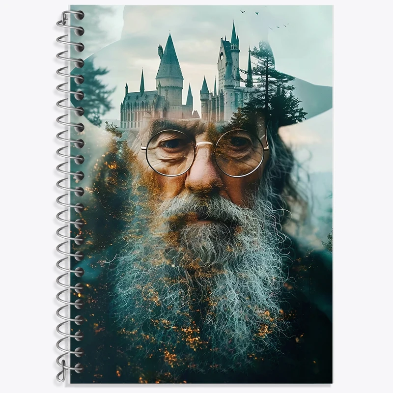 دفتر زبان 50 برگ خندالو مدل سه خط طرح گندالف هری پاتر (Harry Potter) کد F14189