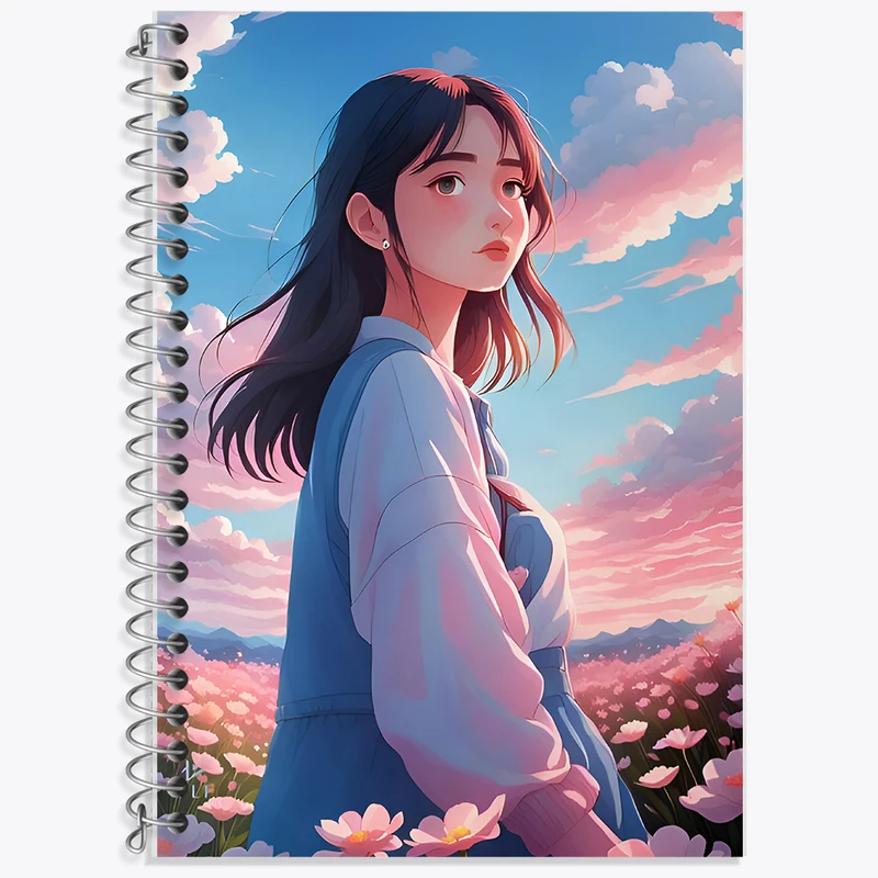 دفتر زبان 50 برگ خندالو مدل دو خط طرح دخترانه کد F9478